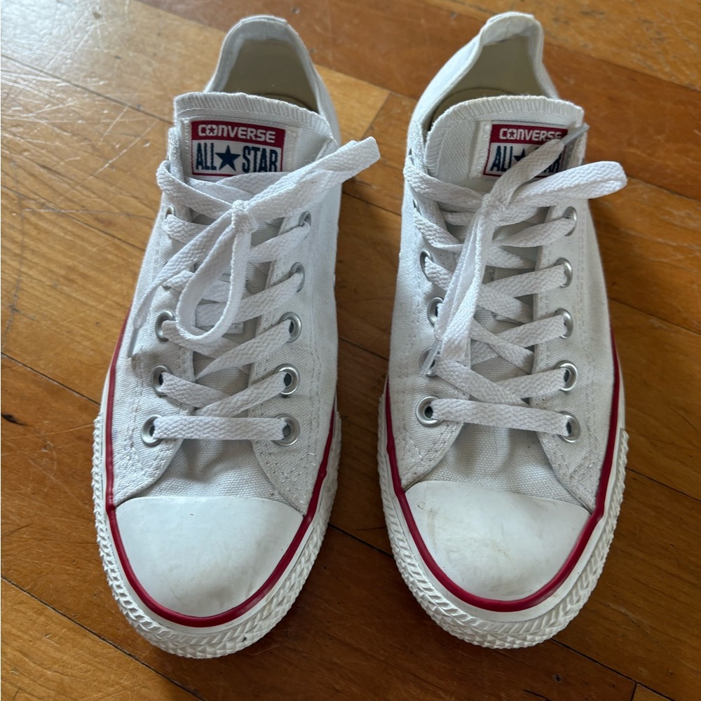 Converse White and Red Lace-Up Sneakers